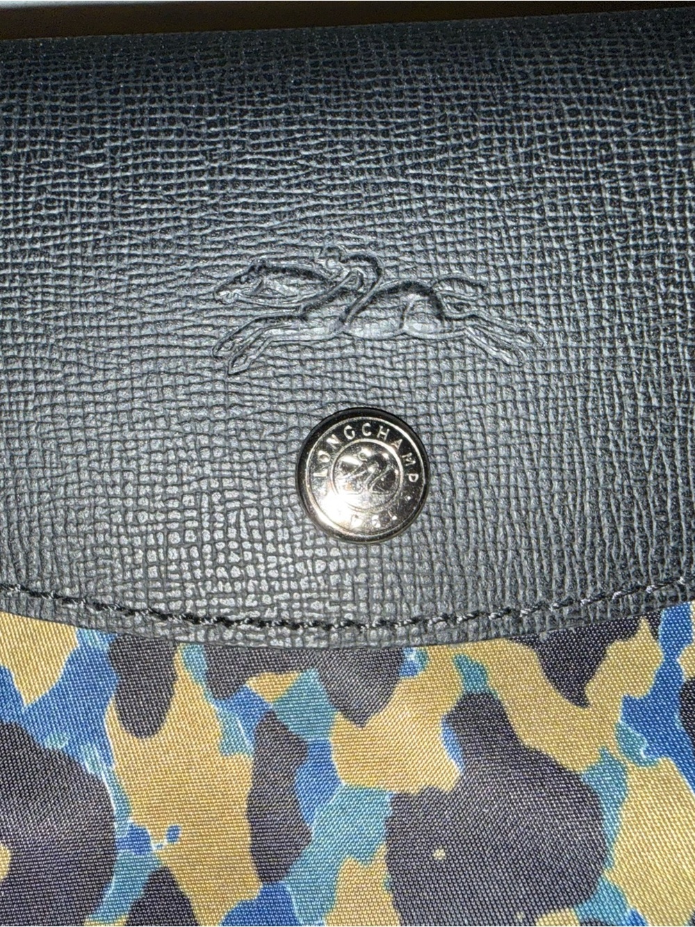 Longchamp Le Pliage Blue Multi Leopard-Print Tote - Picture 3 of 3
